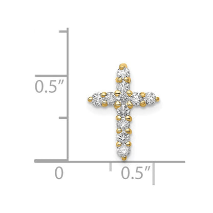 Solid 14k Yellow Gold AA 1/3ct. Simulated CZ Cross Pendant