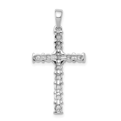 Solid 14k White Gold AA 3/4ct. Simulated CZ Latin Cross Pendant