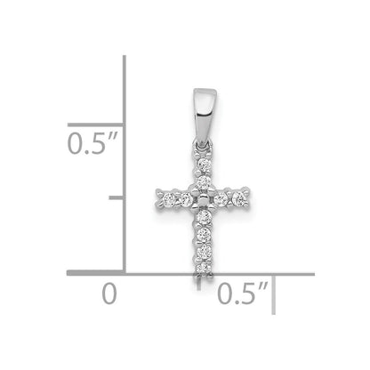 Solid 14k White Gold Simulated CZ Latin Cross Pendant