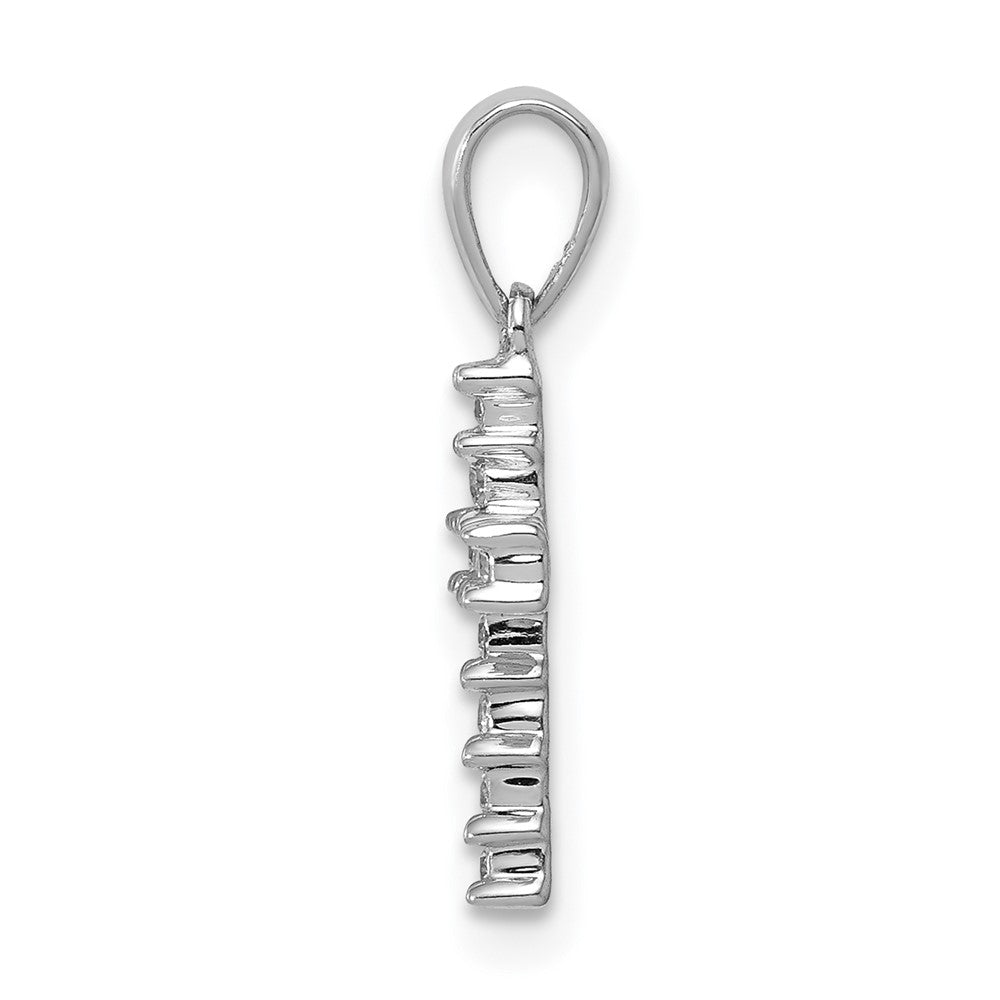 Solid 14k White Gold 1/20ct. Simulated CZ Latin Cross Pendant