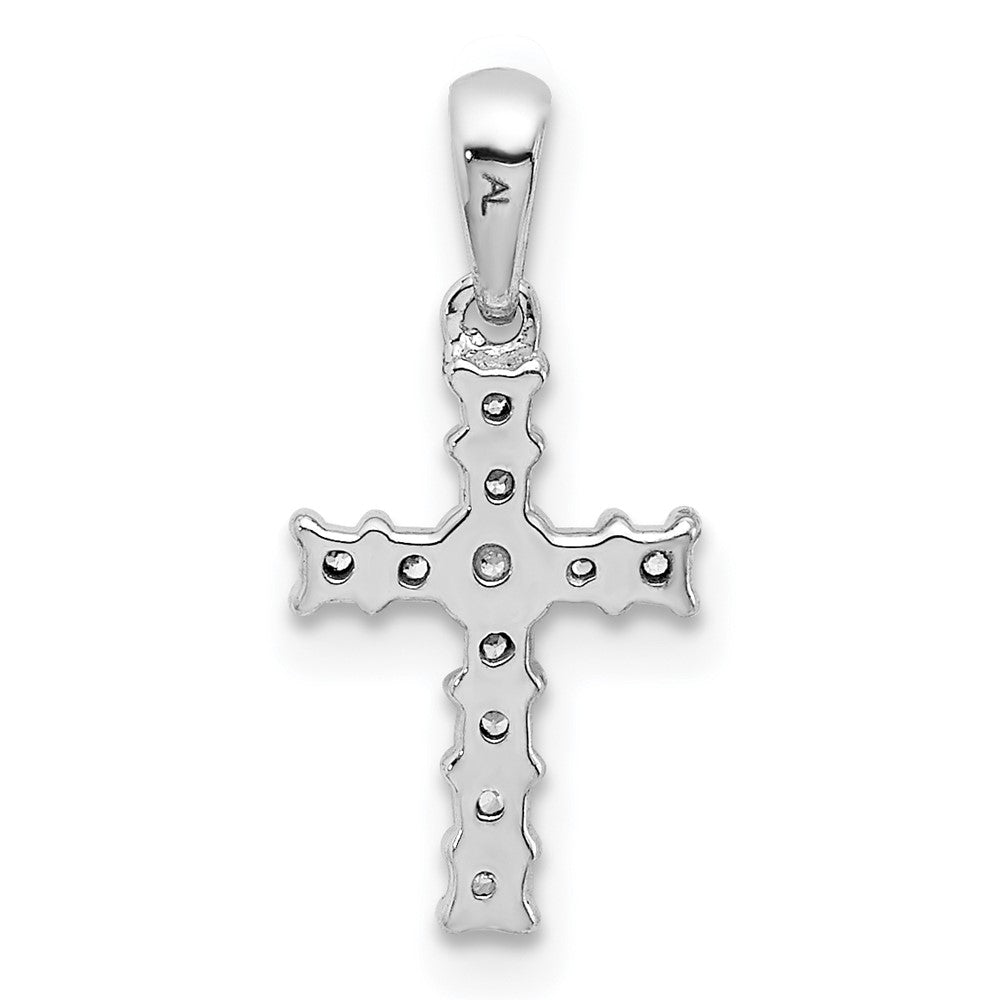 Solid 14k White Gold 1/20ct. Simulated CZ Latin Cross Pendant