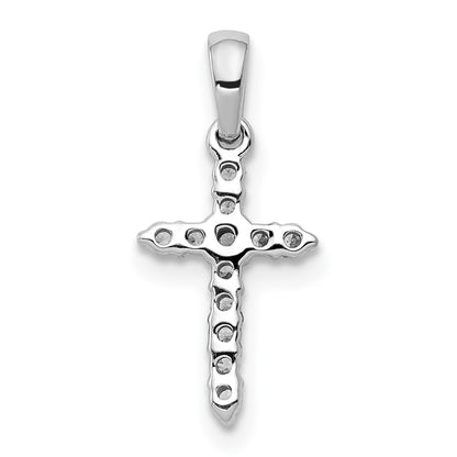 Solid 14k White Gold Polished Simulated CZ Cross Pendant
