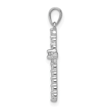 Solid 14k White Gold Polished 1/4ct. Simulated CZ Cross Pendant