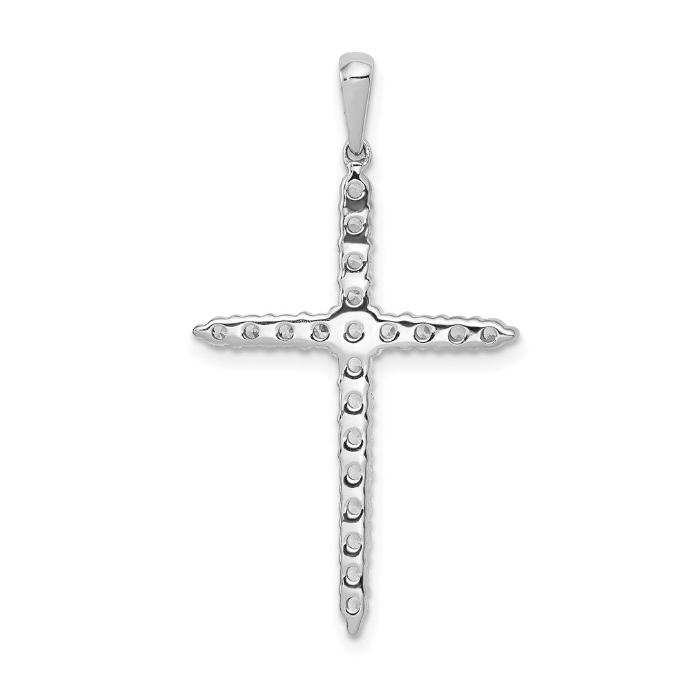 Solid 14k White Gold Polished 1/2ct. Simulated CZ Cross Pendant