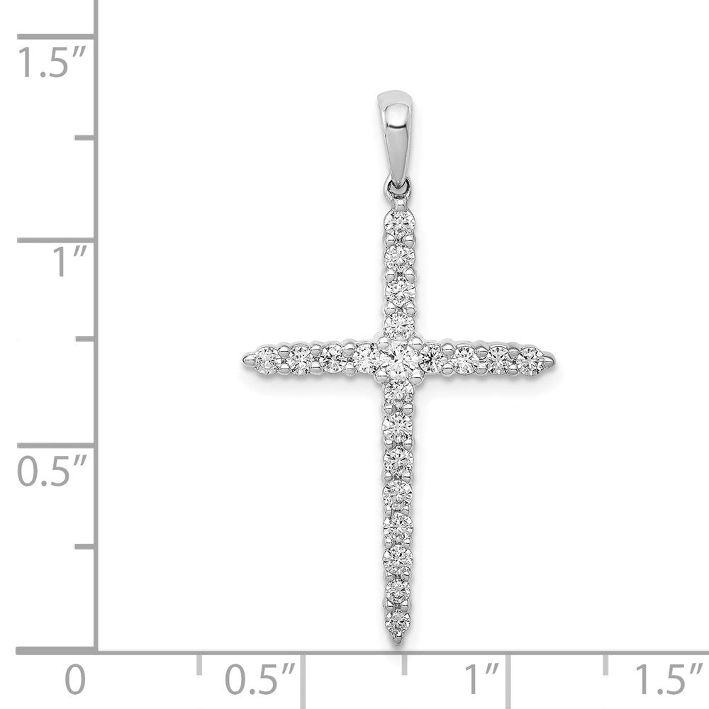 Solid 14k White Gold Polished 1/2ct. Simulated CZ Cross Pendant