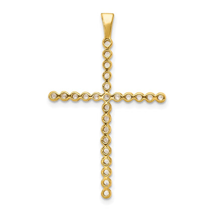 Solid 14k Yellow & Rhodium and 1/4ct. Simulated CZ Cross Pendant