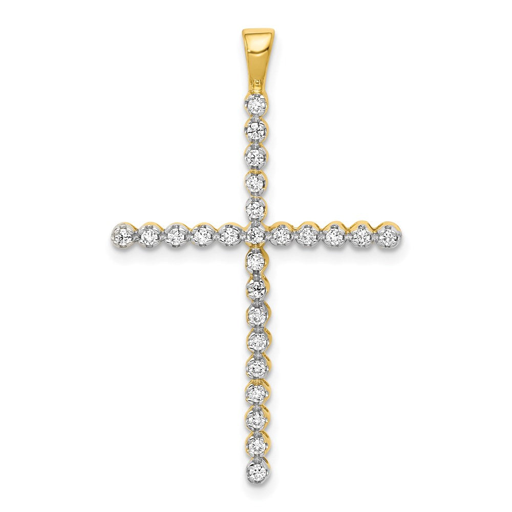 14k yellow gold and rhodium 1 4ct real diamond cross pendant pm4961 025 ywa