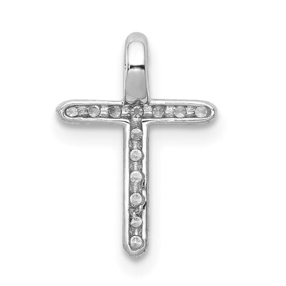 Solid 14k White Gold Simulated CZ Cross Pendant
