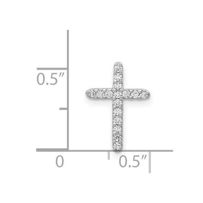 Solid 14k White Gold Simulated CZ Cross Pendant