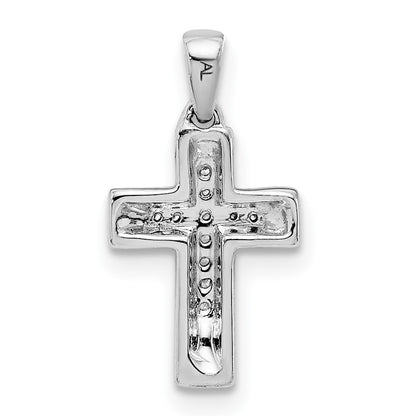 Solid 14k White Gold Simulated CZ Cross Pendant