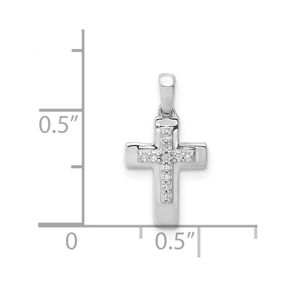 Solid 14k White Gold Simulated CZ Cross Pendant