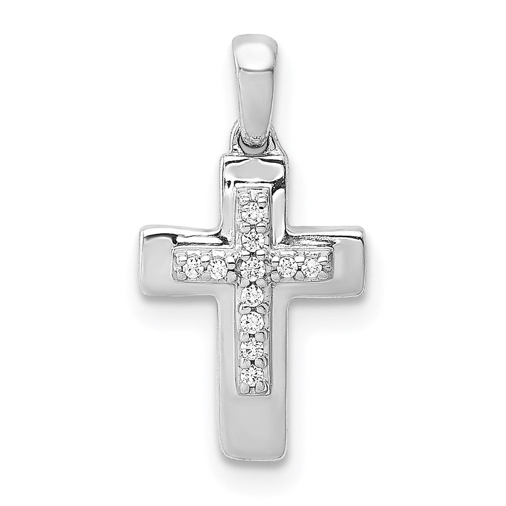 14k white gold real diamond cross pendant pm4964 004 wa