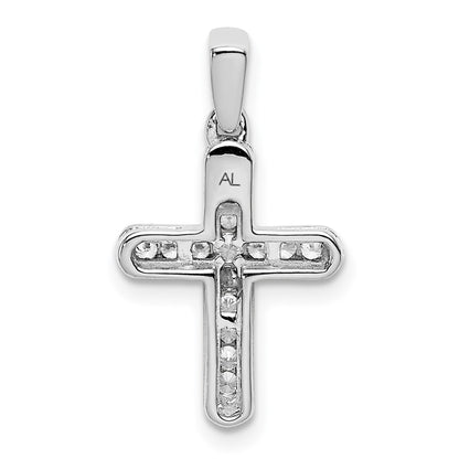 Solid 14k White Gold 1/6ct. Simulated CZ Latin Cross Pendant