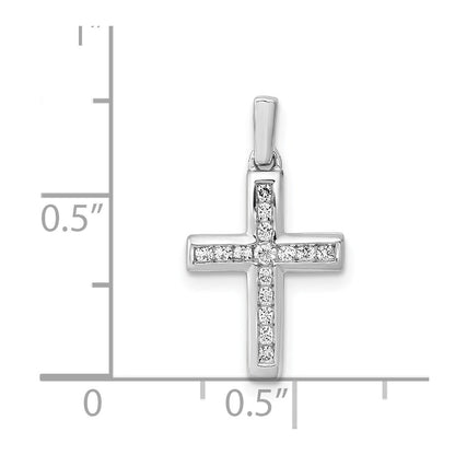 Solid 14k White Gold 1/6ct. Simulated CZ Latin Cross Pendant
