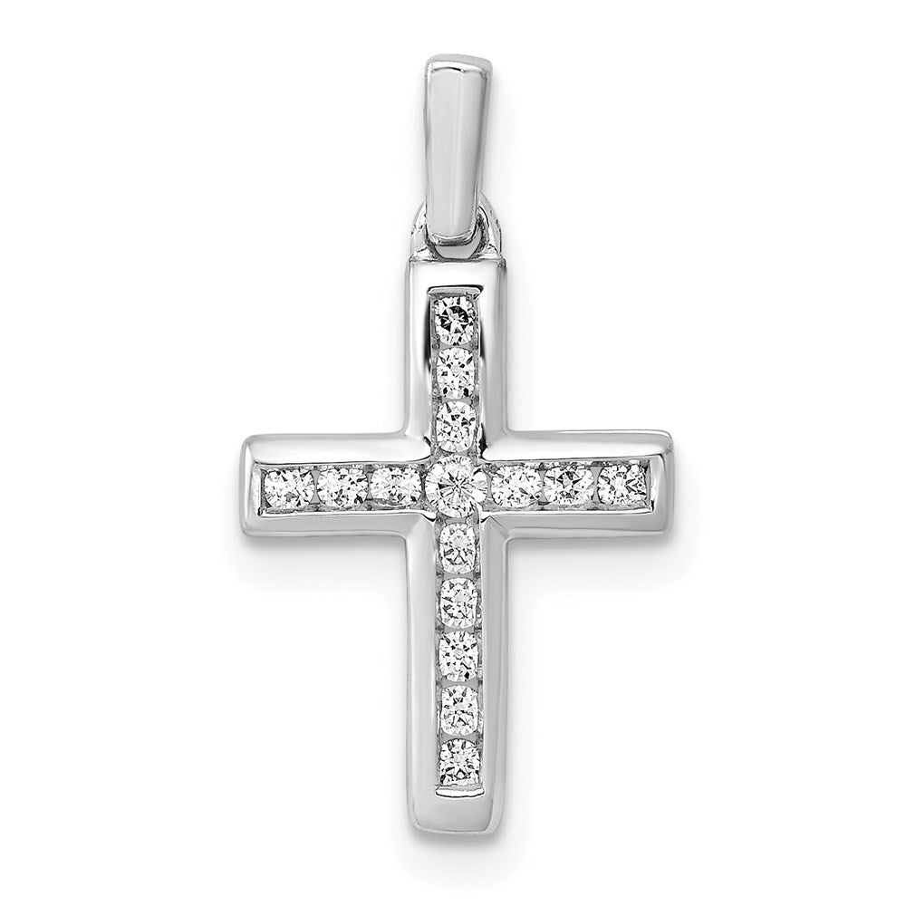 14k white gold 1 6ct real diamond latin cross pendant pm4965 016 wa