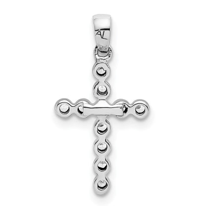 Solid 14k White Gold 1/10ct. Simulated CZ Cross Pendant