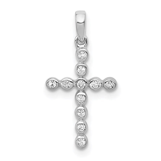 14k white gold 1 10ct real diamond cross pendant pm4966 010 wa