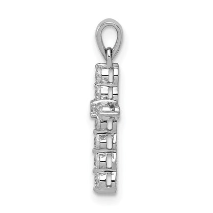 Solid 14k White Gold 1/4ct. Simulated CZ Cross Pendant