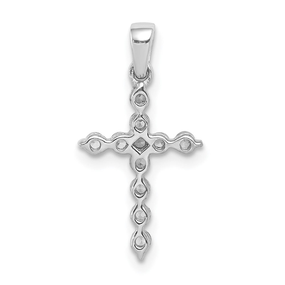Solid 14k White Gold 1/4ct. Simulated CZ Cross Pendant