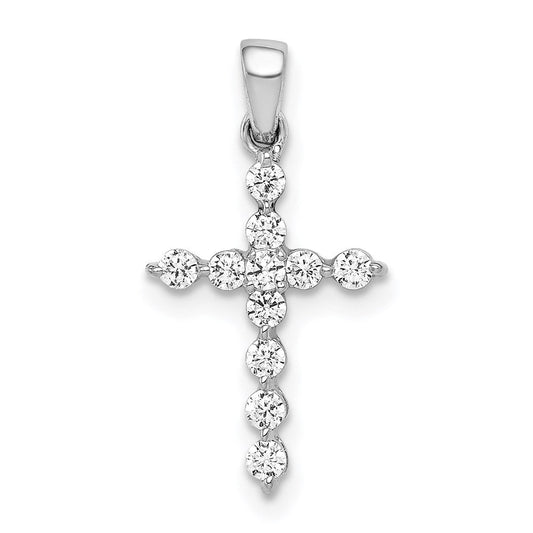 14k white gold 1 4ct real diamond cross pendant pm4968 025 wa