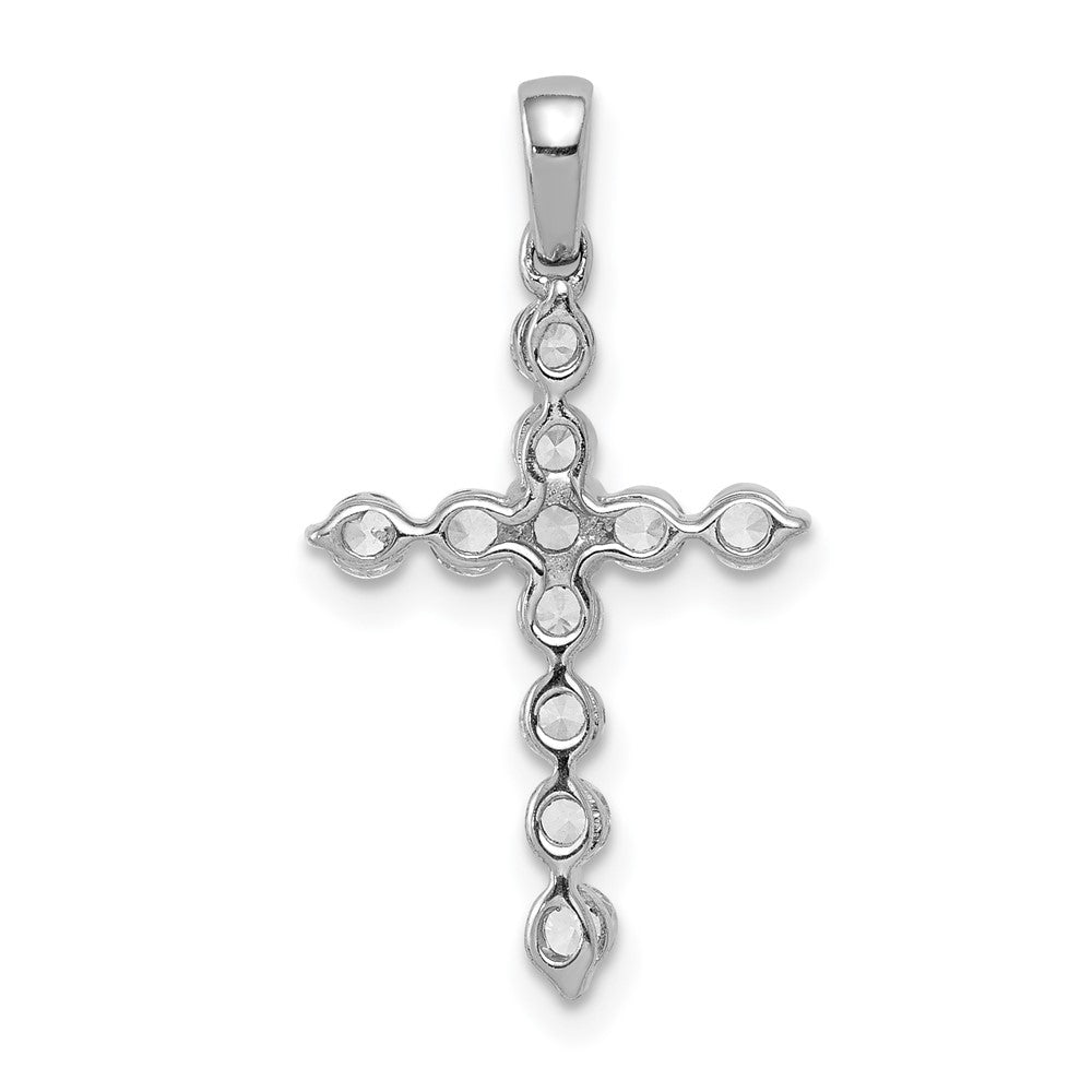 Solid 14k White Gold 1/2ct. Simulated CZ Cross Pendant