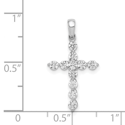 Solid 14k White Gold 1/2ct. Simulated CZ Cross Pendant