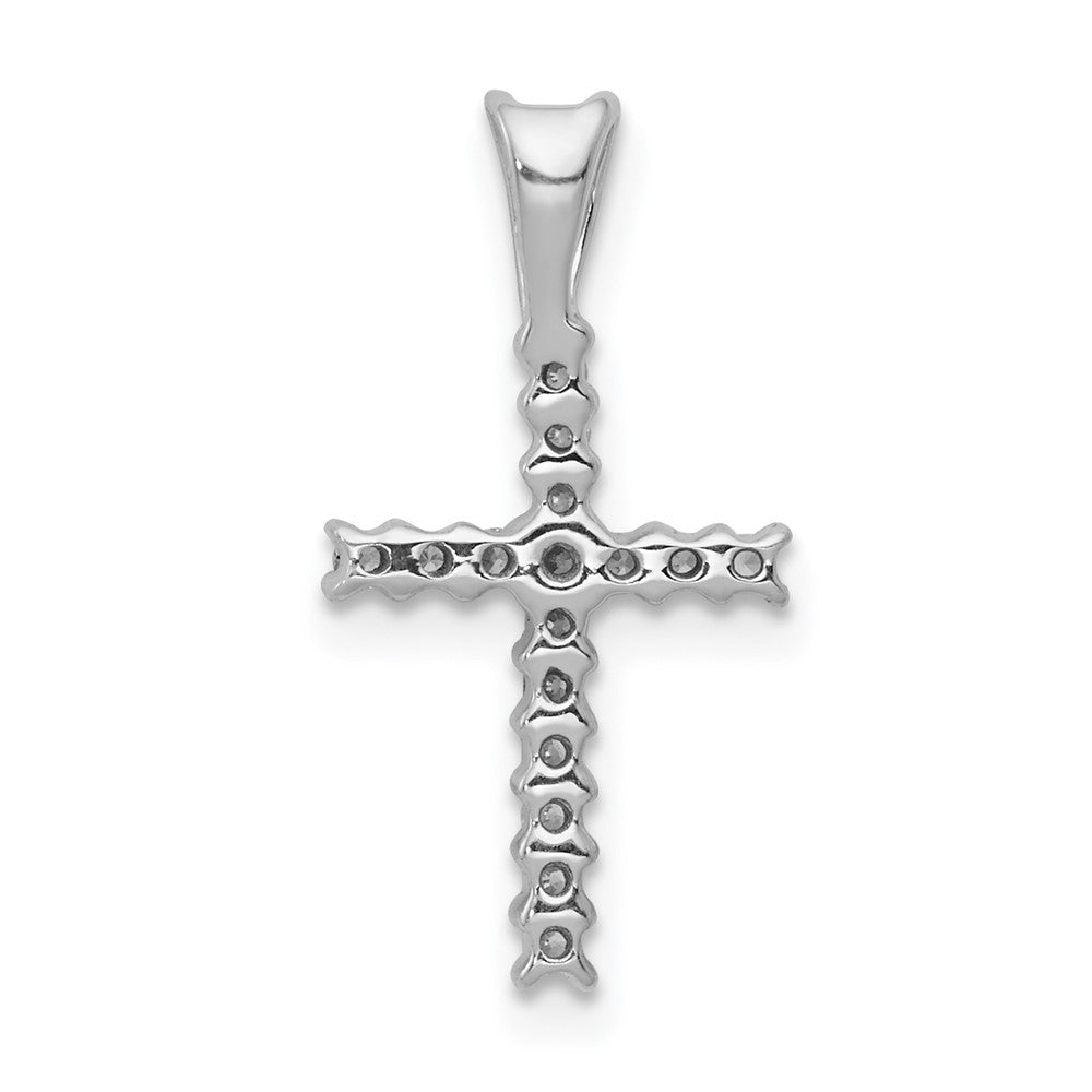 Solid 14k White Gold 1/6ct. Simulated CZ Latin Cross Pendant