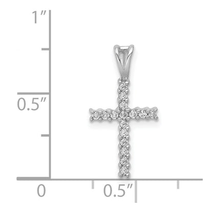 Solid 14k White Gold 1/6ct. Simulated CZ Latin Cross Pendant
