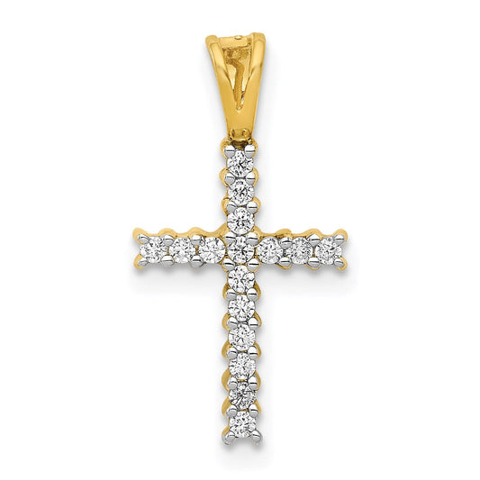 14k yellow gold 1 6ct real diamond latin cross pendant pm4973 016 ya