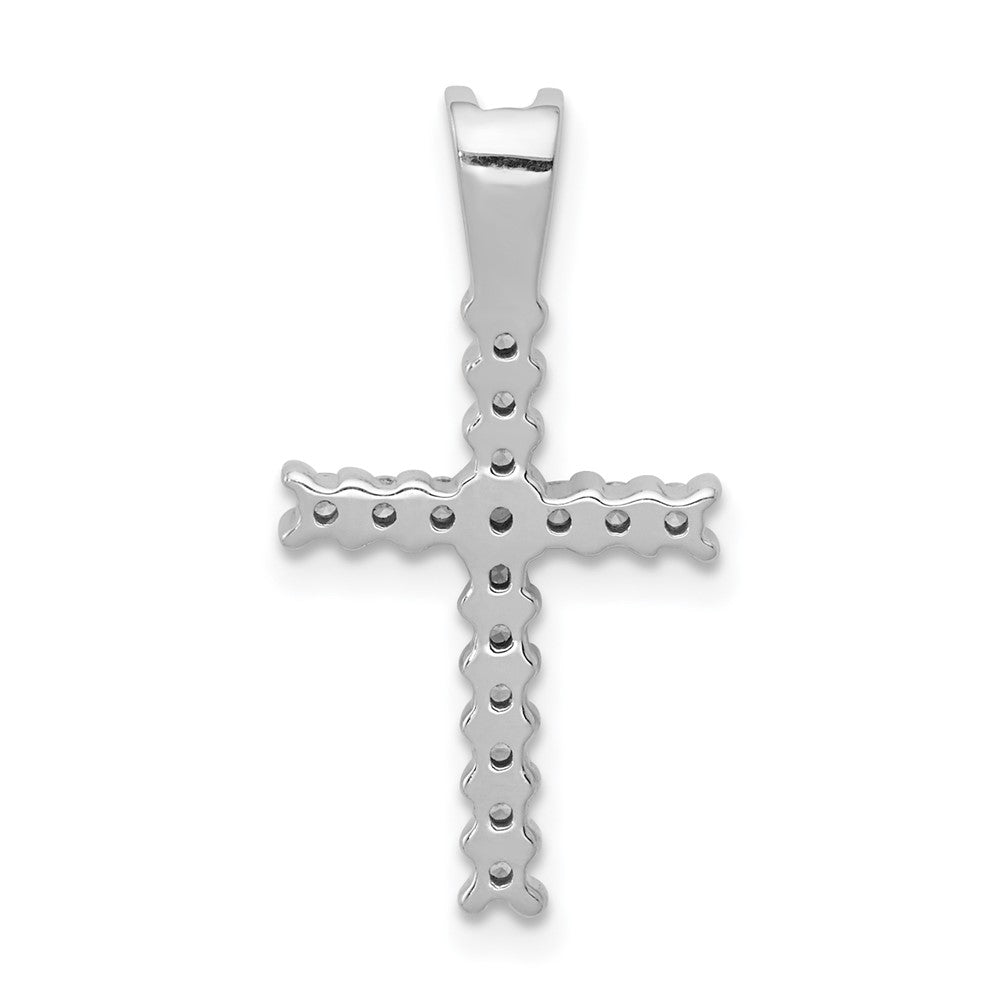 Solid 14k White Gold 1/4ct. Simulated CZ Latin Cross Pendant