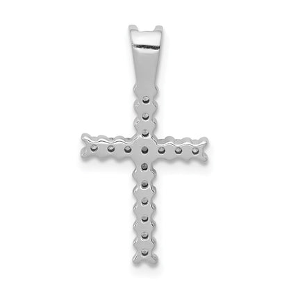 Solid 14k White Gold 1/4ct. Simulated CZ Latin Cross Pendant