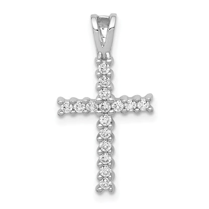 Solid 14k White Gold 1/4ct. Simulated CZ Latin Cross Pendant