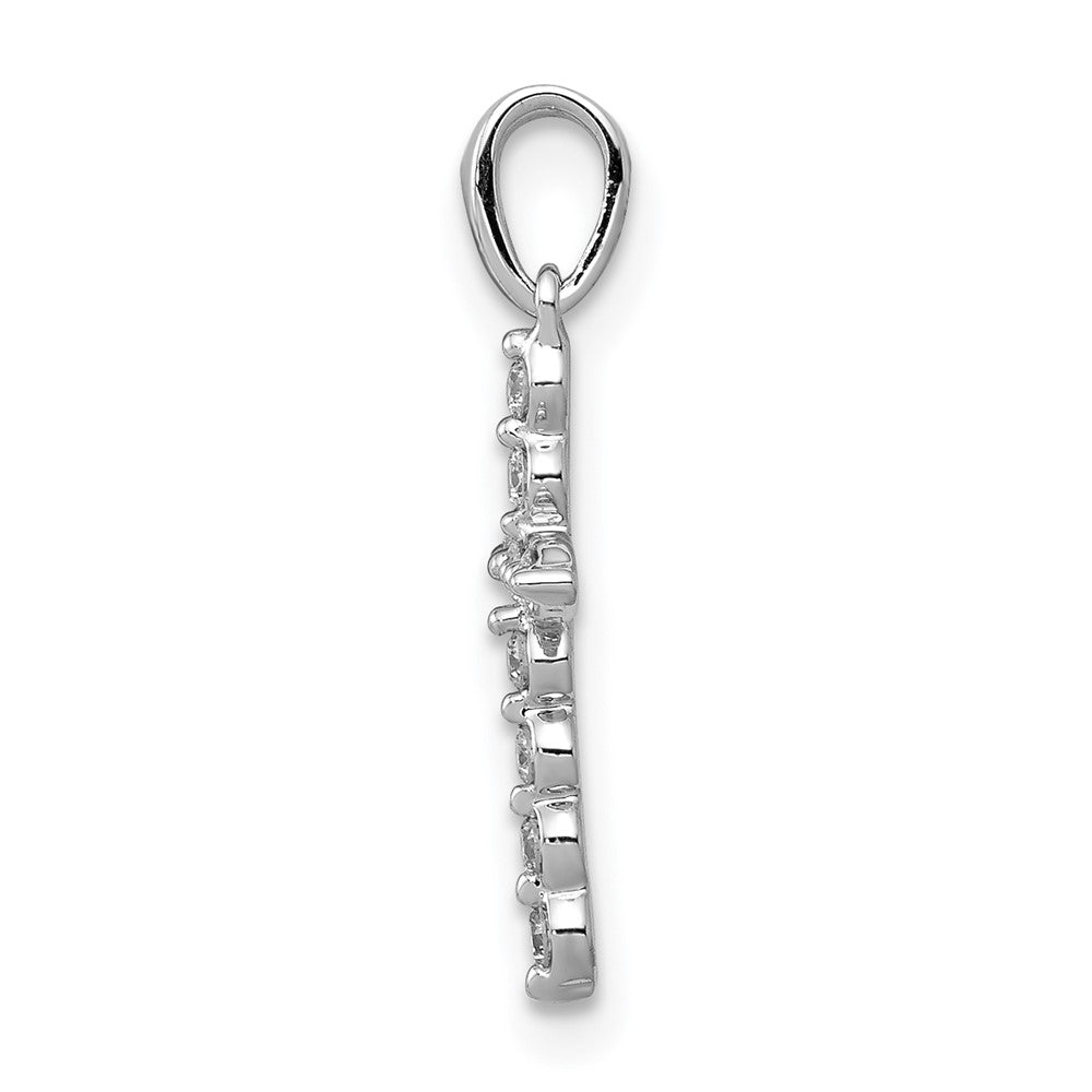 Solid 14k White Gold 1/10ct. Simulated CZ Cross Pendant
