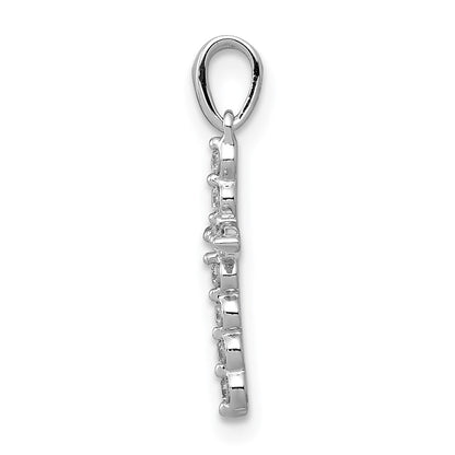 Solid 14k White Gold 1/10ct. Simulated CZ Cross Pendant