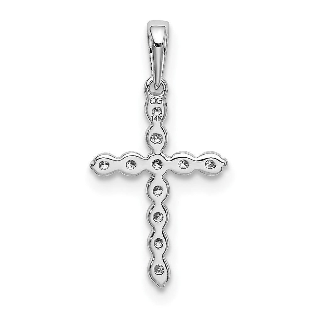 Solid 14k White Gold 1/10ct. Simulated CZ Cross Pendant