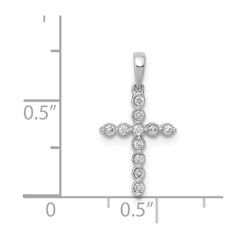 Solid 14k White Gold 1/10ct. Simulated CZ Cross Pendant