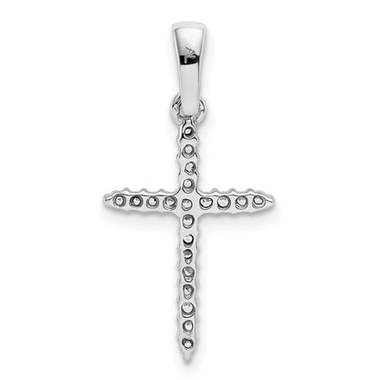 Solid 14k White Gold 1/6ct. Simulated CZ Cross Pendant