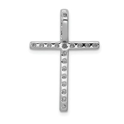 Solid 14k White Gold Simulated CZ Cross Pendant