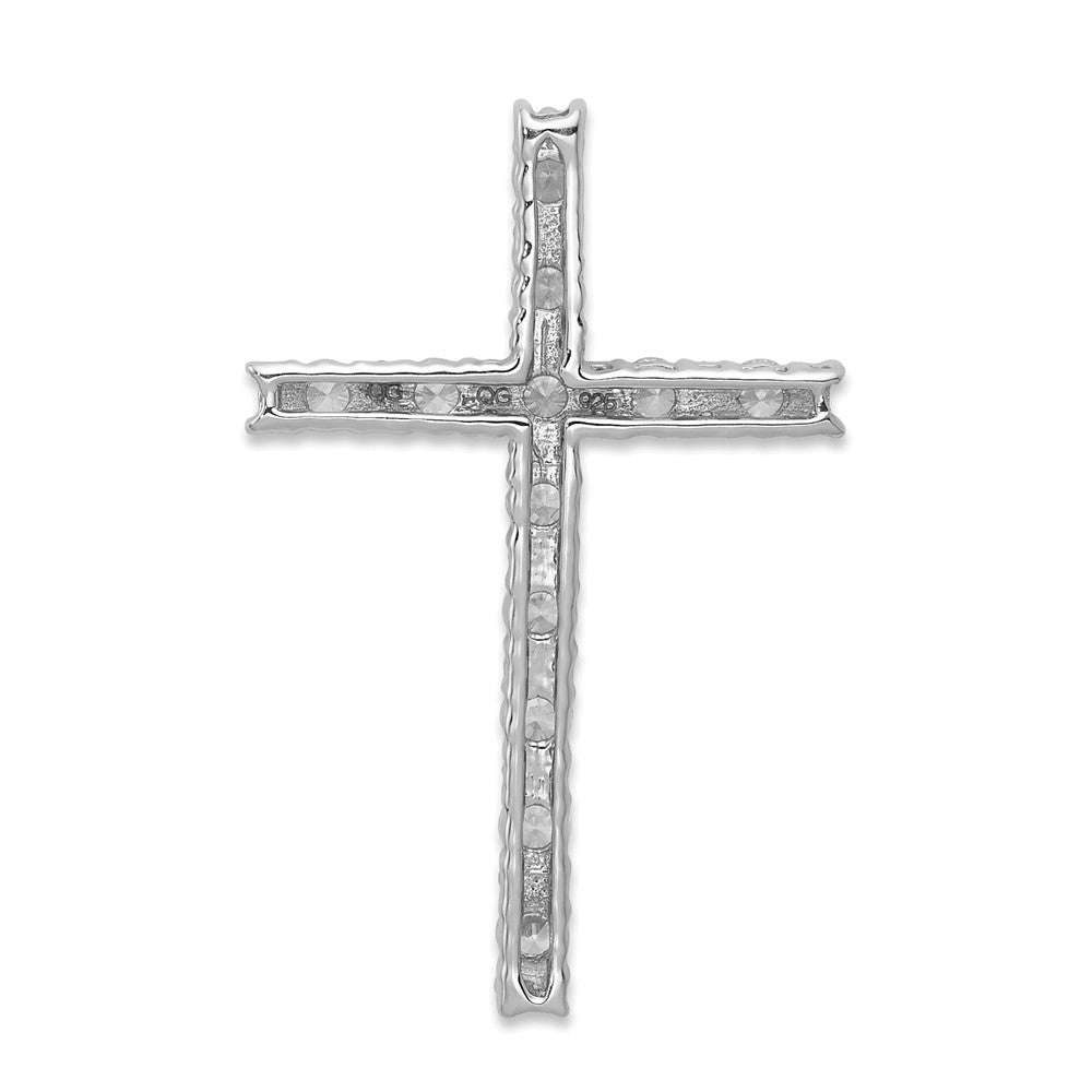 Solid 14k White Gold Simulated CZ Latin Cross Pendant