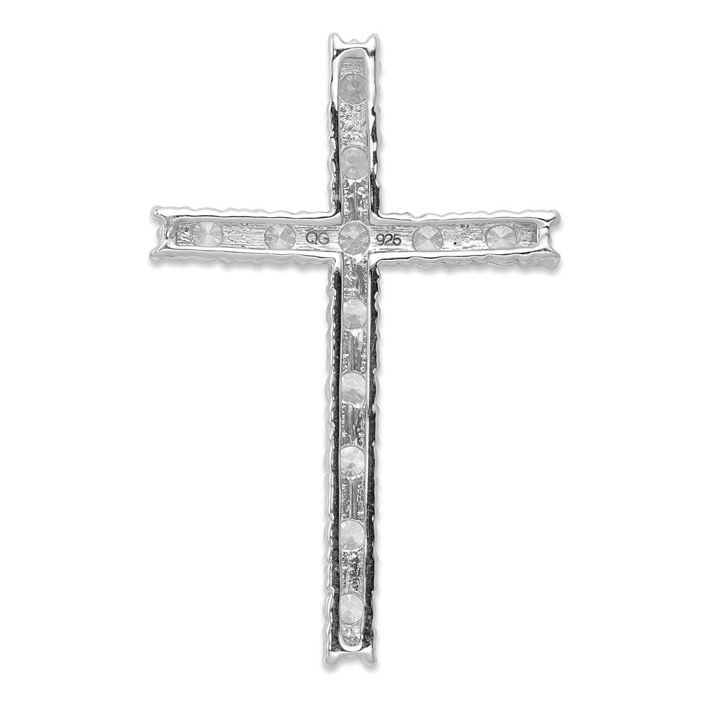 Solid 14k White Gold Simulated CZ Latin Cross Pendant