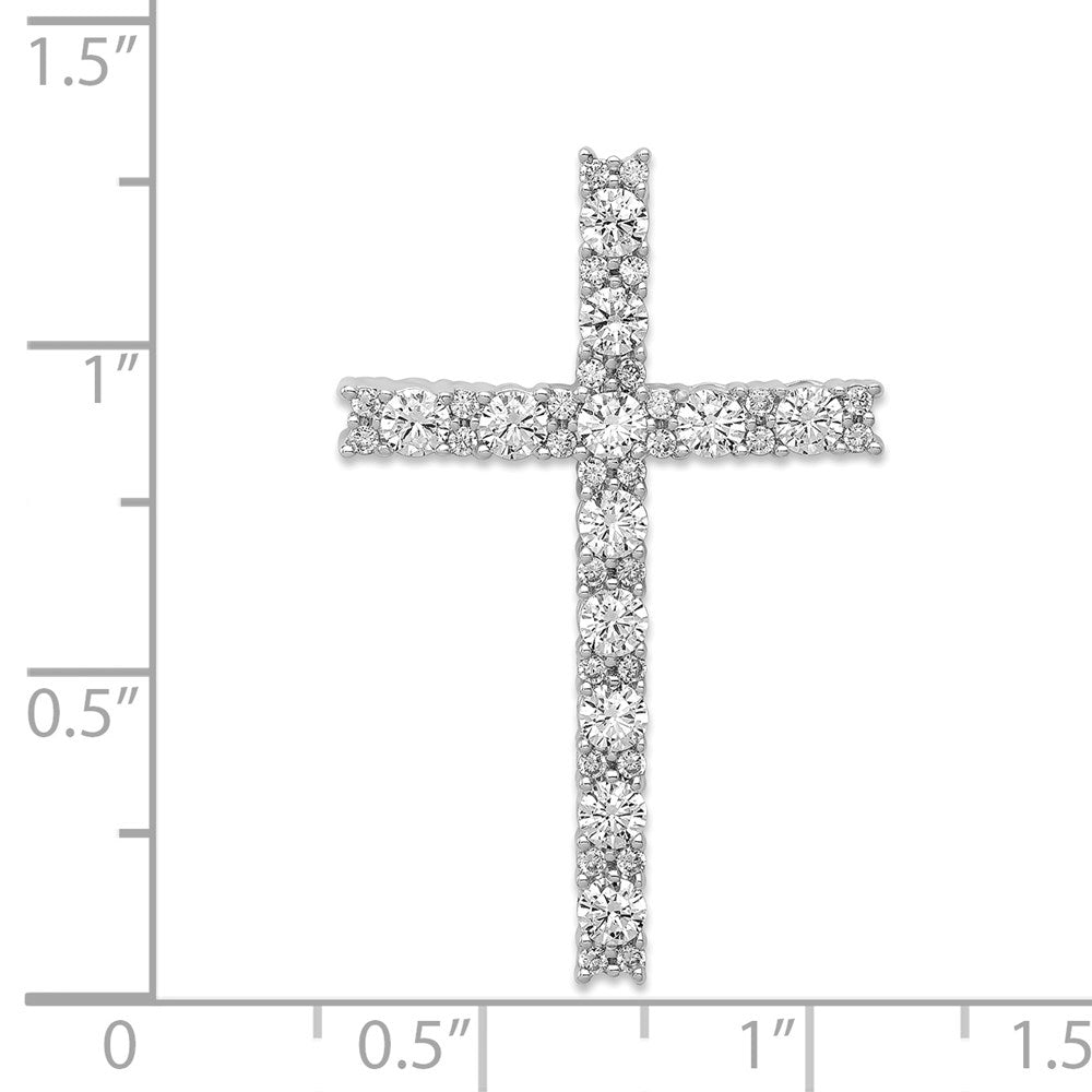 Solid 14k White Gold Simulated CZ Latin Cross Pendant