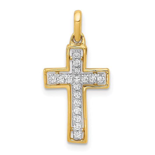 14k yellow gold and rhodium 1 8ct real diamond cross pendant pm4981 013 ya