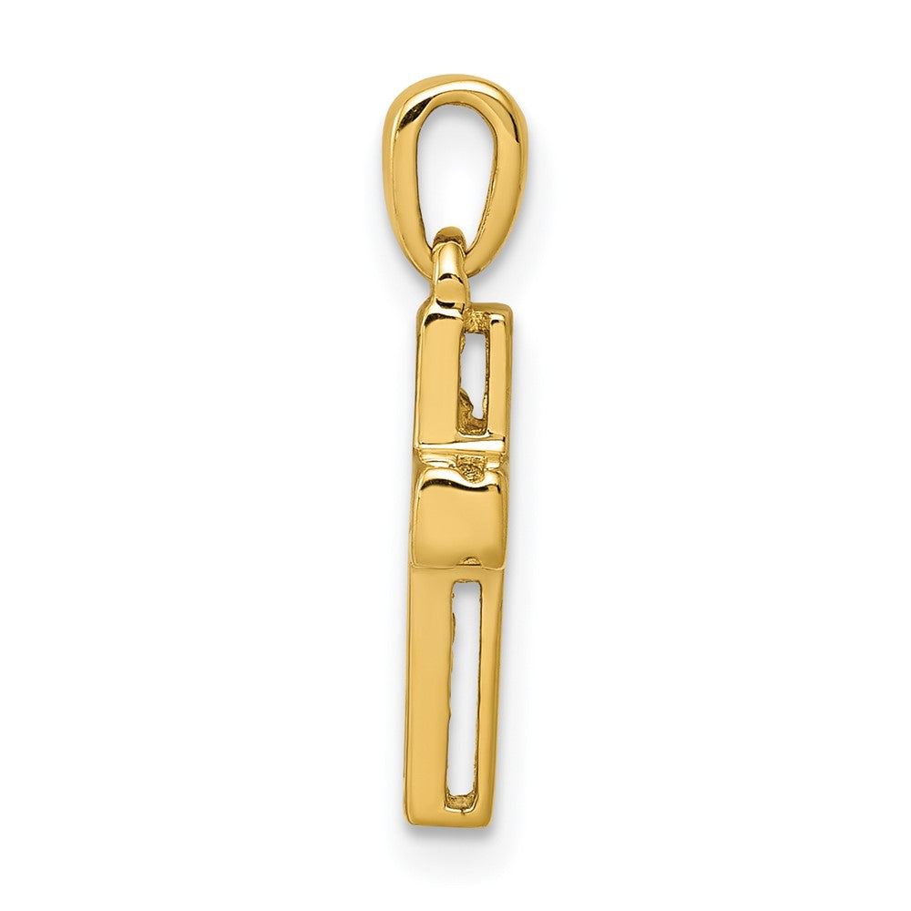 Solid 14k Yellow Gold 1/6ct. Simulated CZ Latin Cross Pendant