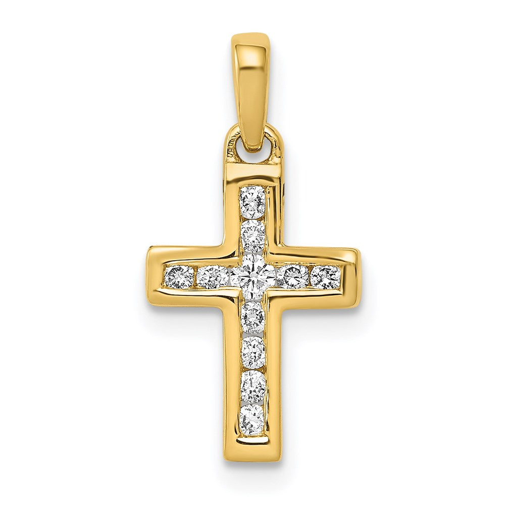 14k yellow gold 1 6ct real diamond latin cross pendant pm4983 015 ya
