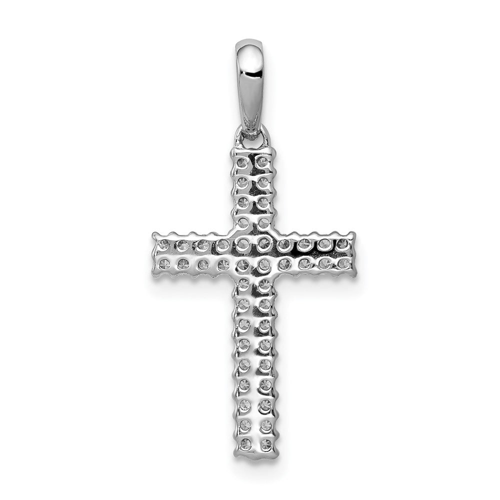 Solid 14k White Gold 1/4ct. Simulated CZ Cross Pendant