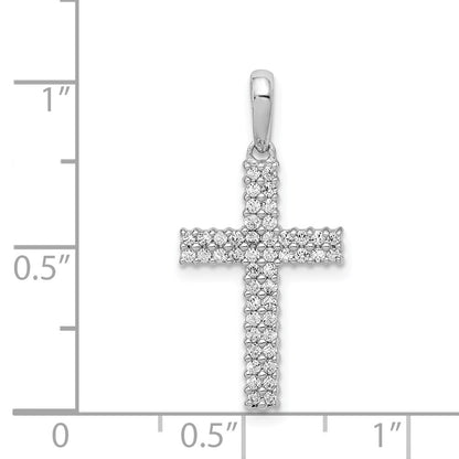 Solid 14k White Gold 1/4ct. Simulated CZ Cross Pendant