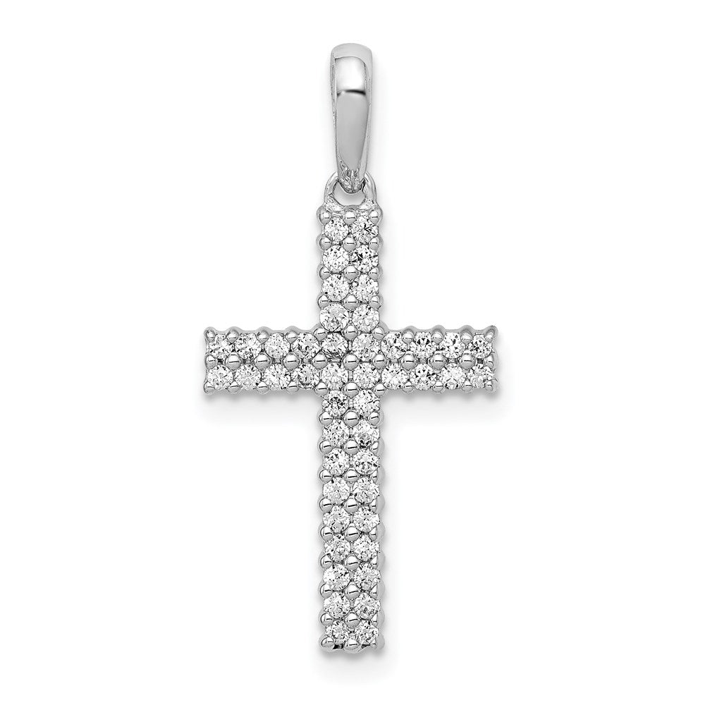 14k white gold 1 4ct real diamond cross pendant pm4984 025 wa