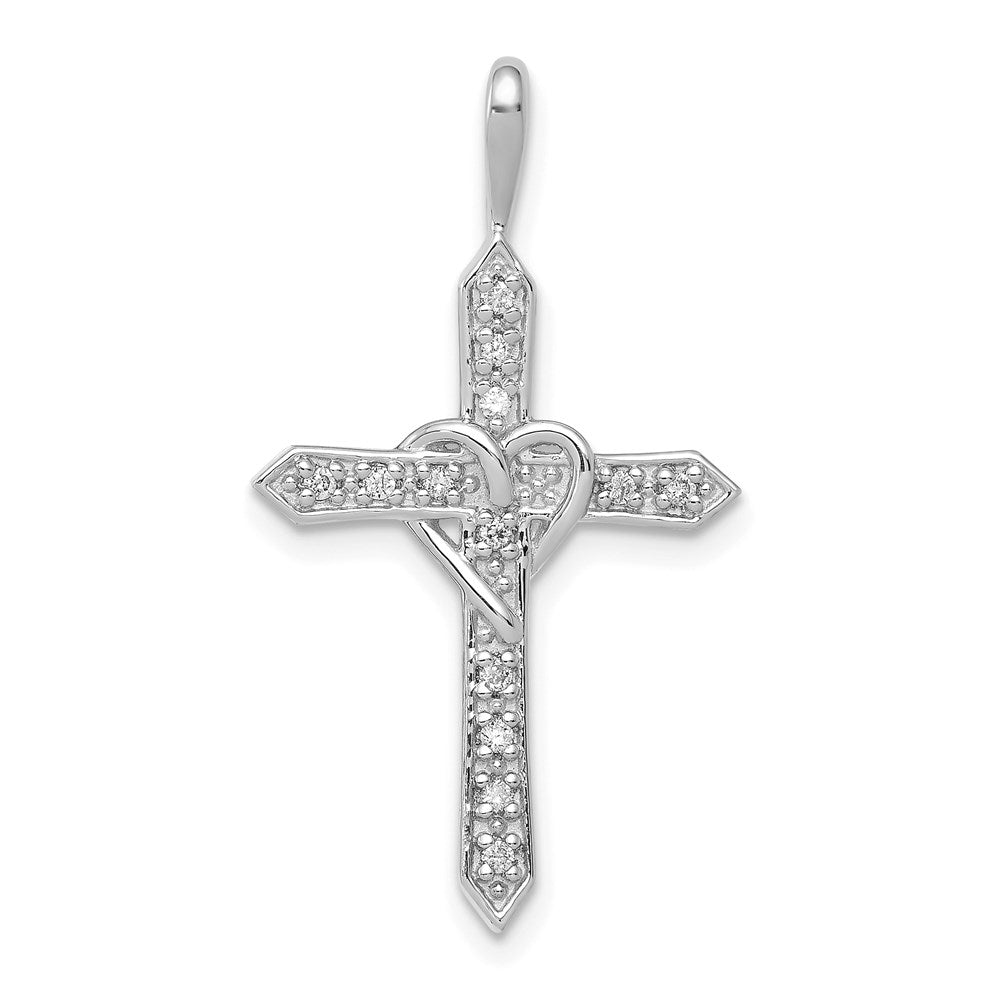 14k white gold aa 1 10ct real diamond heart cross pendant pm4987 010 wa