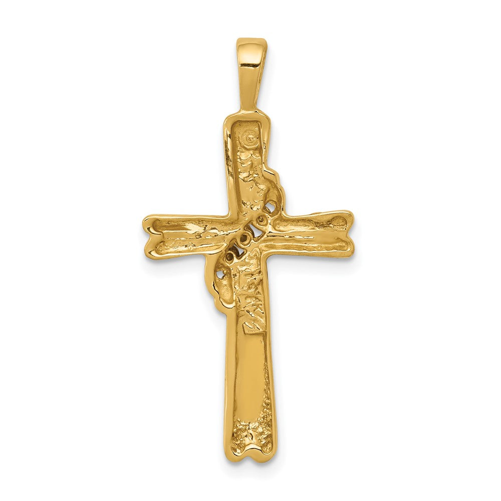 Solid 14k Yellow Gold AA Simulated CZ Cross Pendant