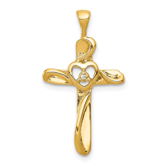 14k yellow gold aa real diamond cross pendant pm4993 001 ya